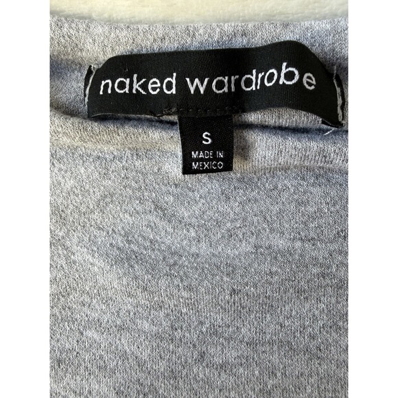 Naked Wardrobe S gray knit Bodycon Midi Dress short sleeve mock neck pullover - Picture 4 of 5